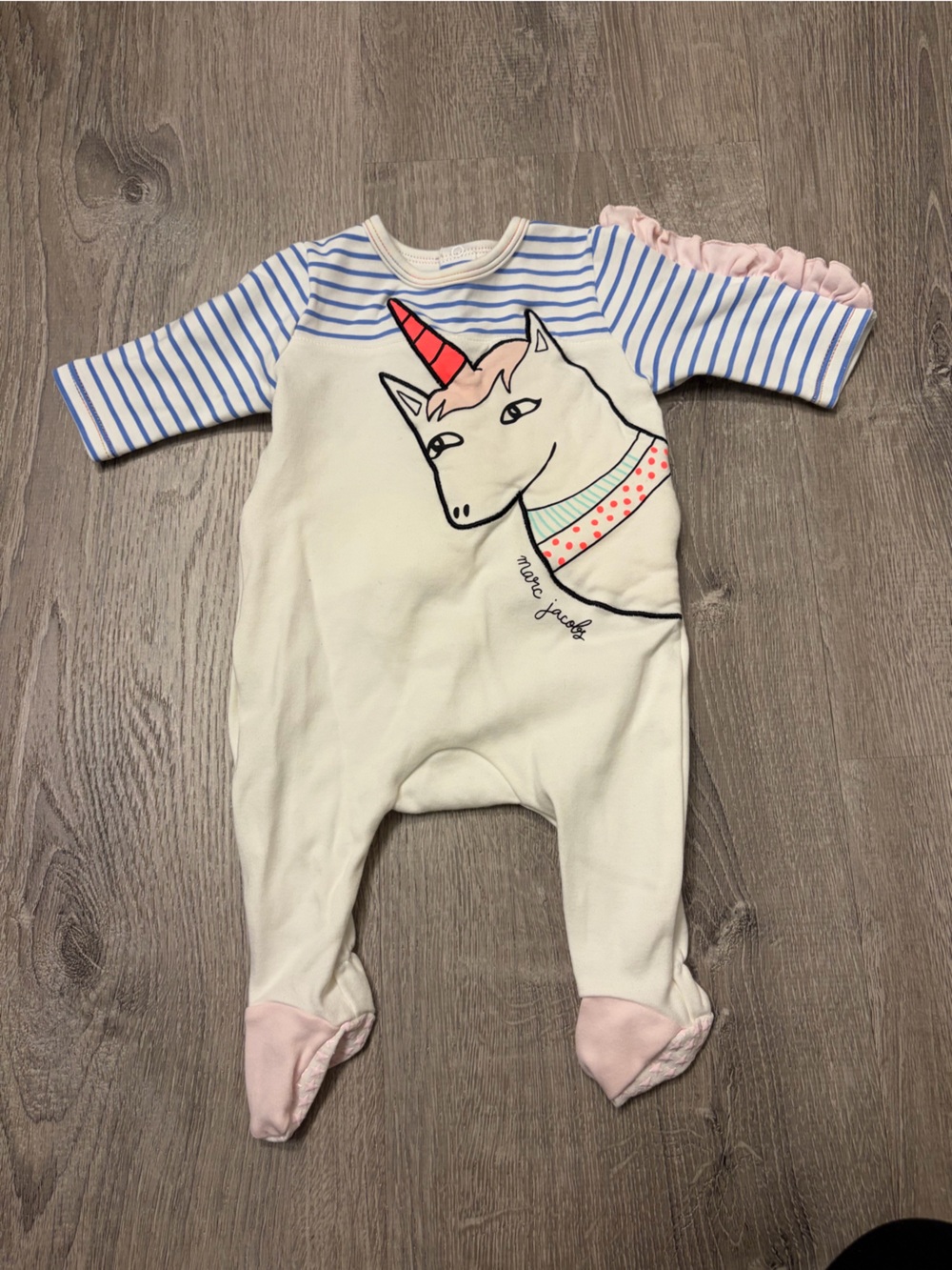 Baby Little Marc Jacobs Unicorn Footed One Piece Pajamas- Size 1 Month- Used